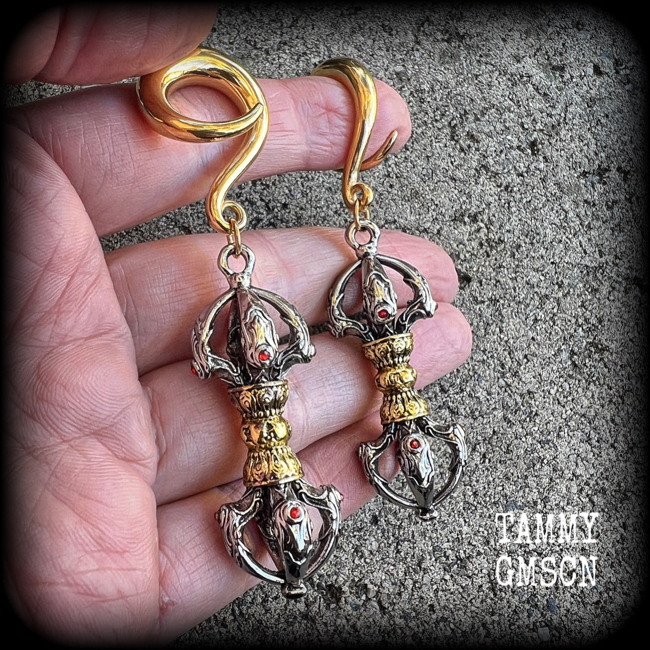 Dorje vajra gauged earrings