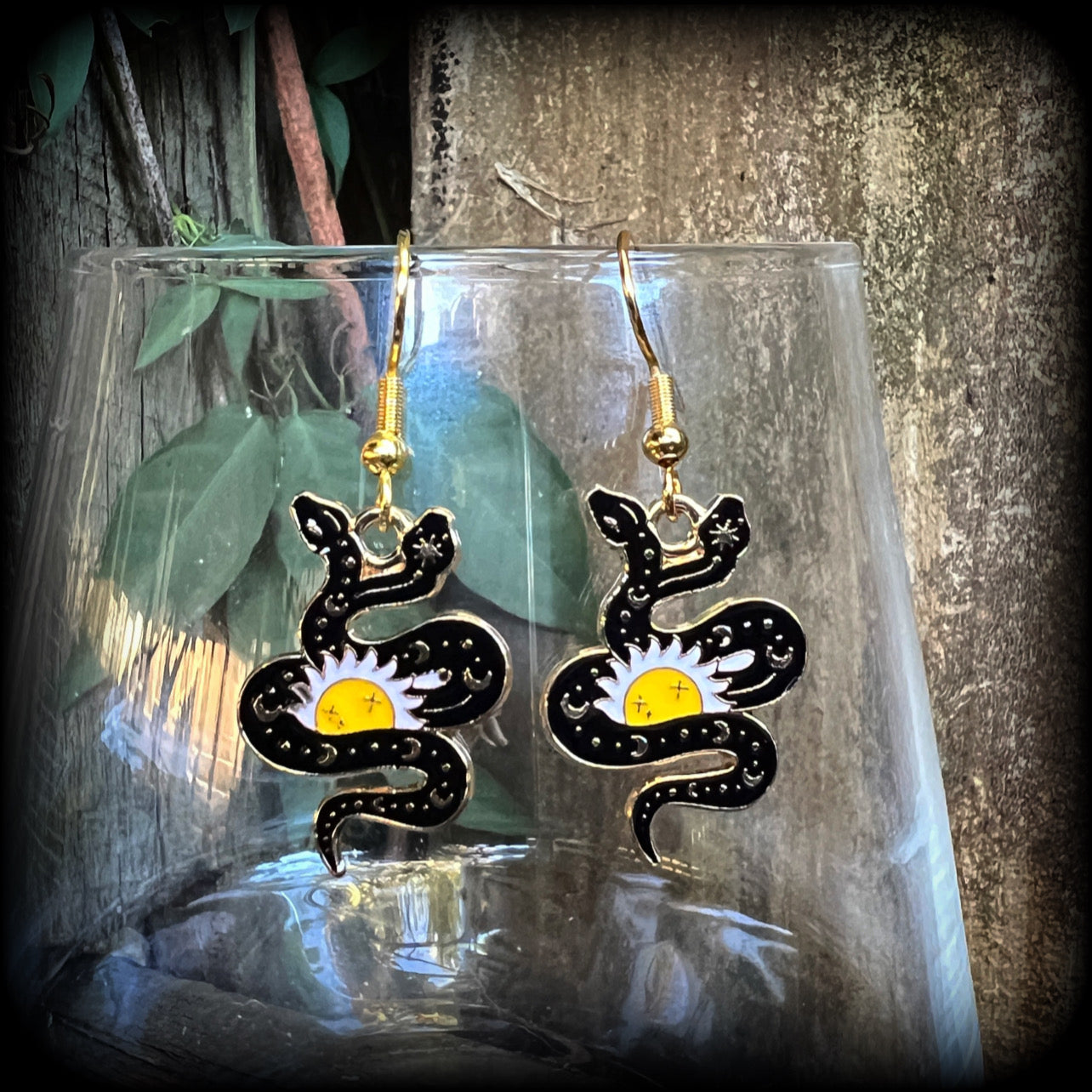 Two headed celestial snake earrings