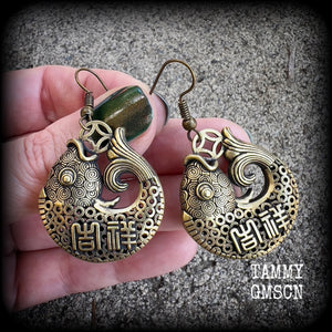 Brass lucky fish earrings