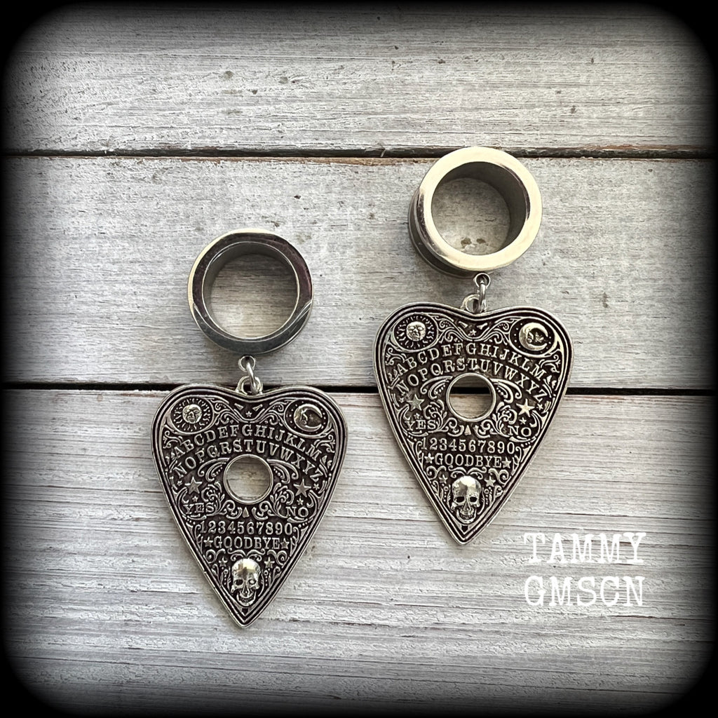 Ouija board planchette tunnel earrings