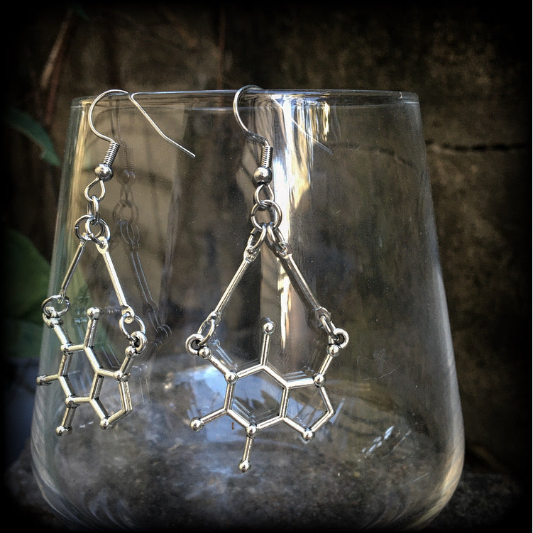 Caffeine molecule earrings-Coffee earrings