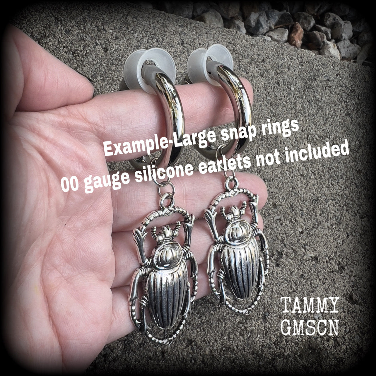 DIY snap rings for tunnel earrings-0 gauge