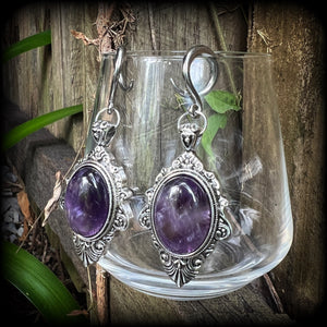 Amethyst gauged earrings 