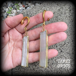 Selenite gauged earrings