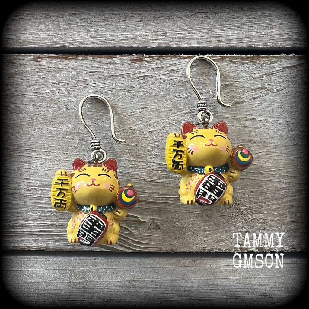 Maneki Neko earrings-Japanese Cat earrings