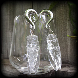 Quartz cicada earrings