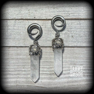 Clear quartz ear hangers