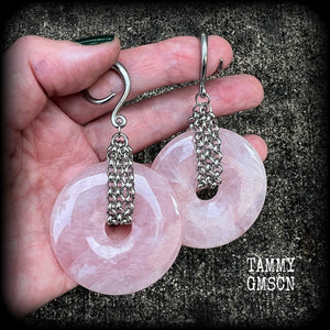 Rose quartz ear weights