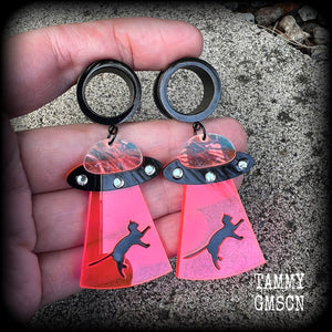 UFO cat abduction tunnel earrings