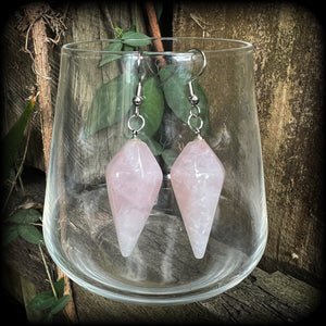 Rose Quartz earrings-Gemstone earrings