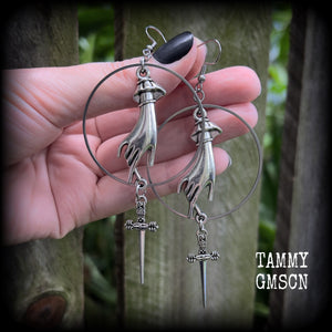 Ace of Swords earrings-Tarot card jewelry