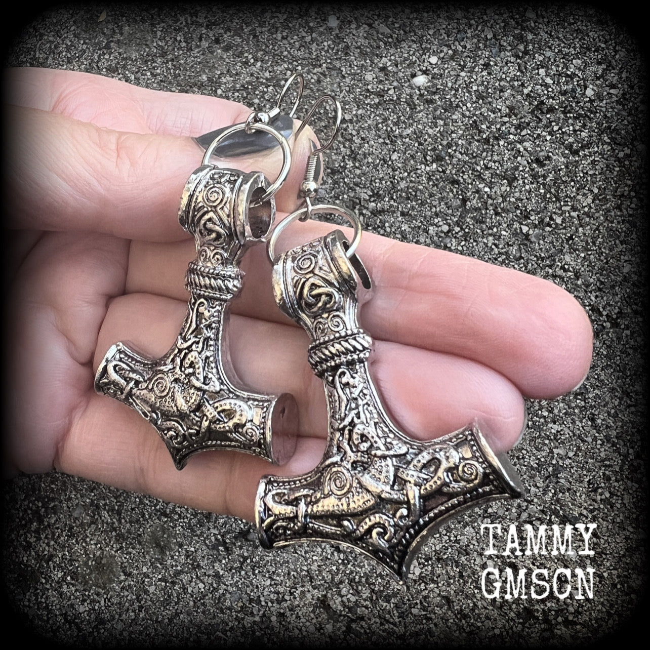 Thors Hammer earrings-Viking jewelry