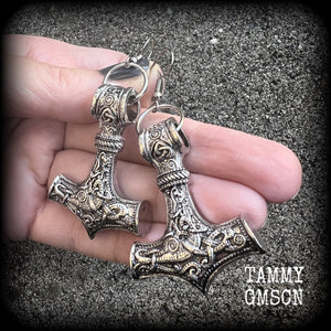Thors Hammer earrings-Viking jewelry