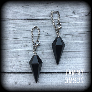 Black obsidian ear hangers