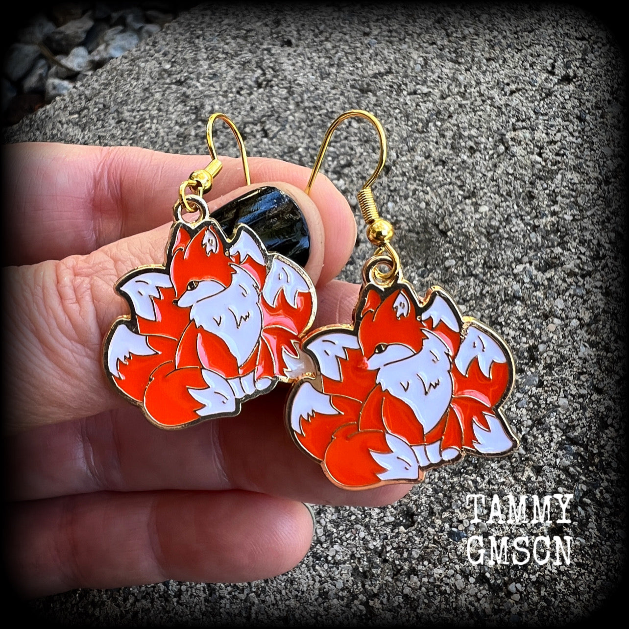 Red fox earrings-Kitsune earrings