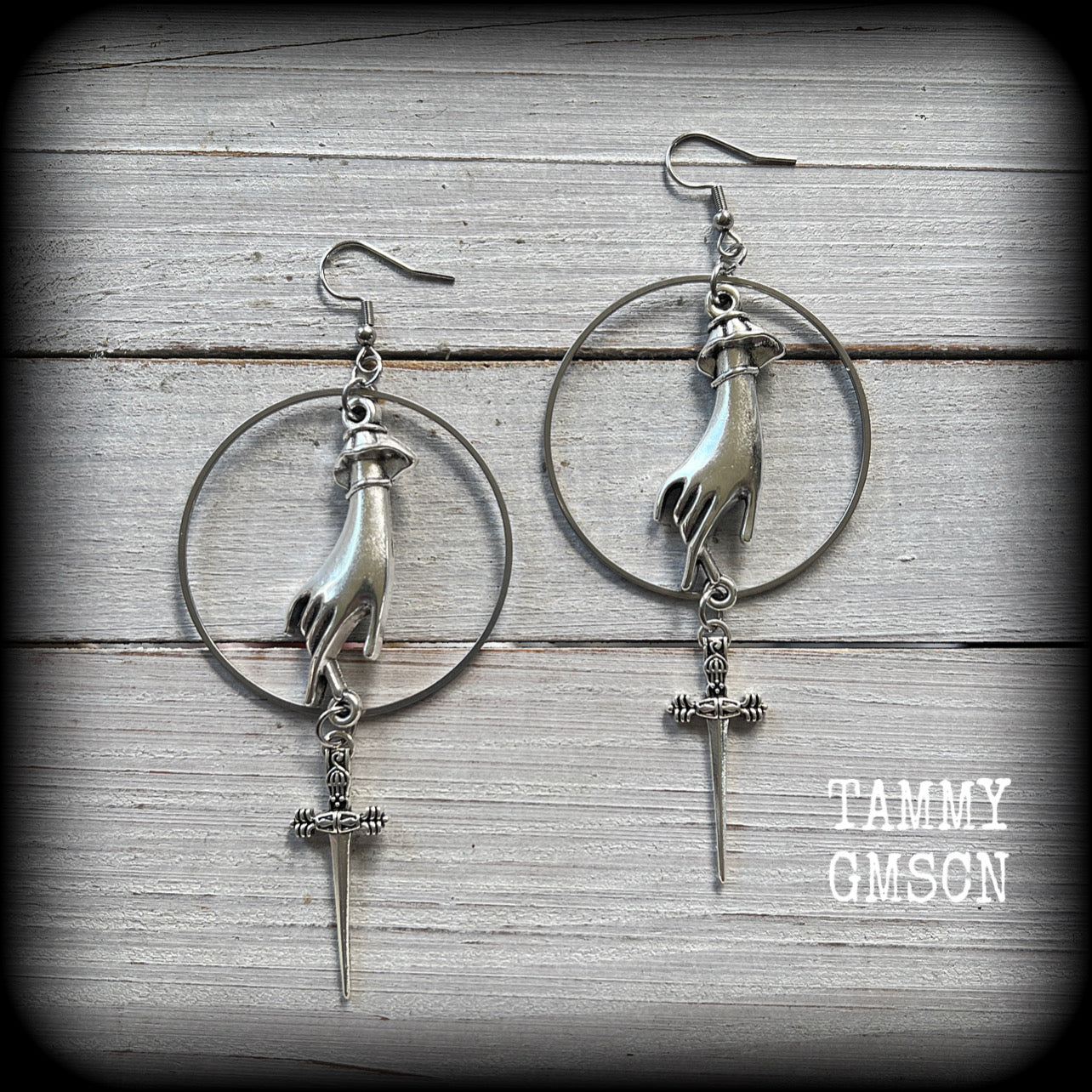 Ace of Swords earrings-Tarot card jewelry