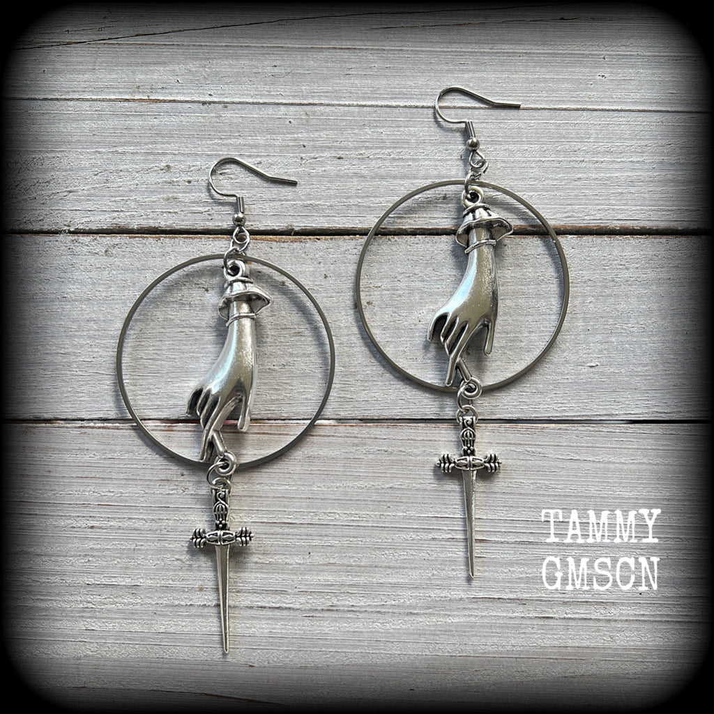 Ace of Swords earrings-Tarot card jewelry