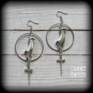 Ace of Swords earrings-Tarot card jewelry