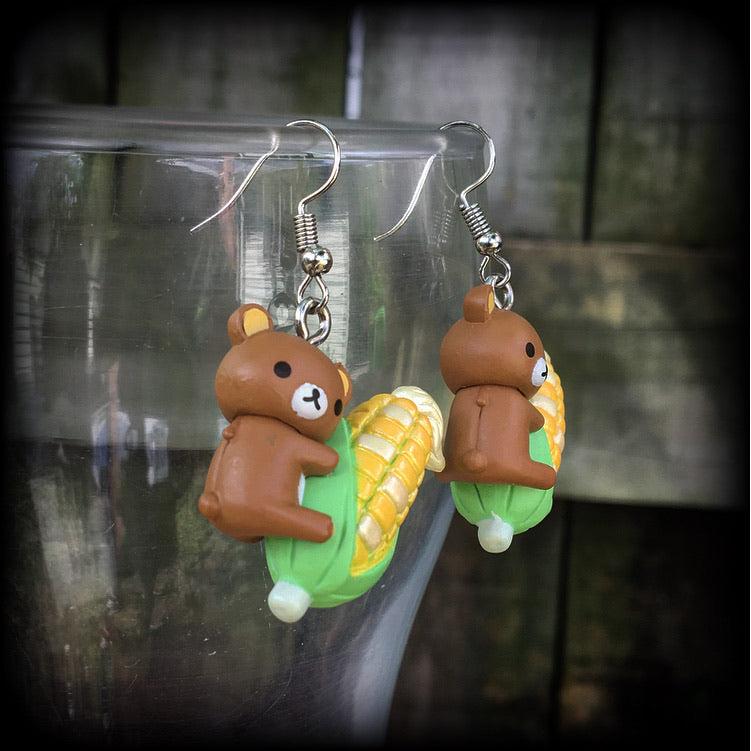 Japanese anime Rilakkuma bear earrings 