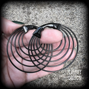 Hoop ear gauges Hoop gauges Hoop earrings Tunnel hoops Hoop tunnels Geometric gauged earrings Ear hangers Ear gauges Stretched ears Stretched lobes Magnetic earrings Clickers