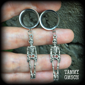 Skeleton tunnel dangles-Halloween tunnel earrings