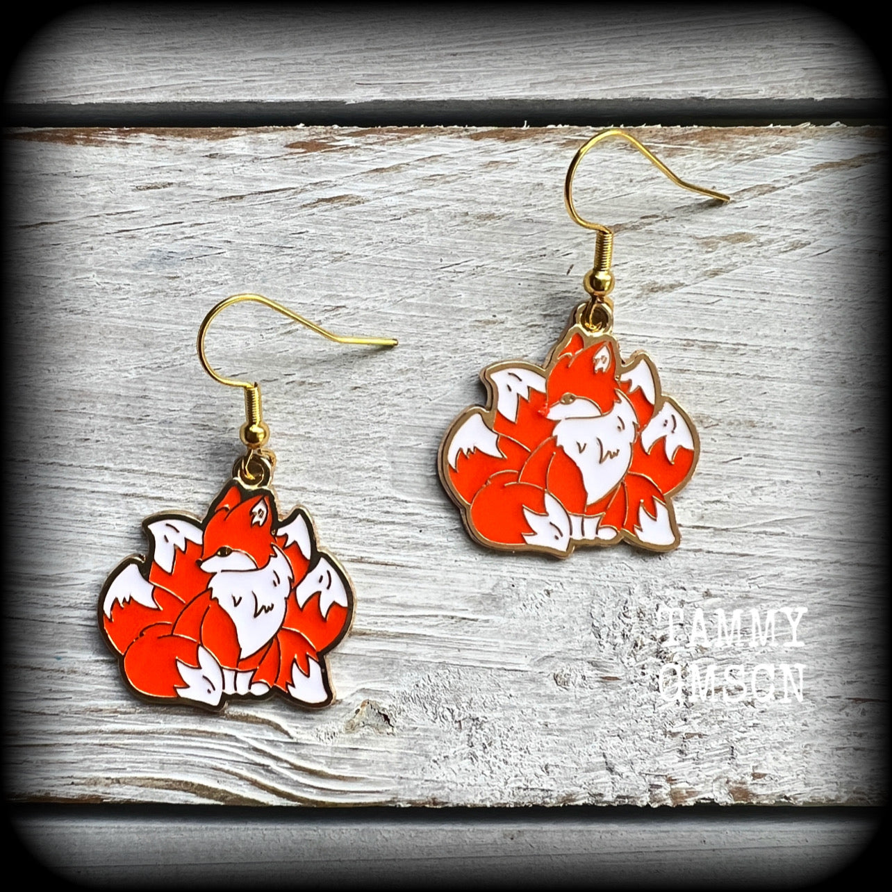 Red fox earrings-Kitsune earrings