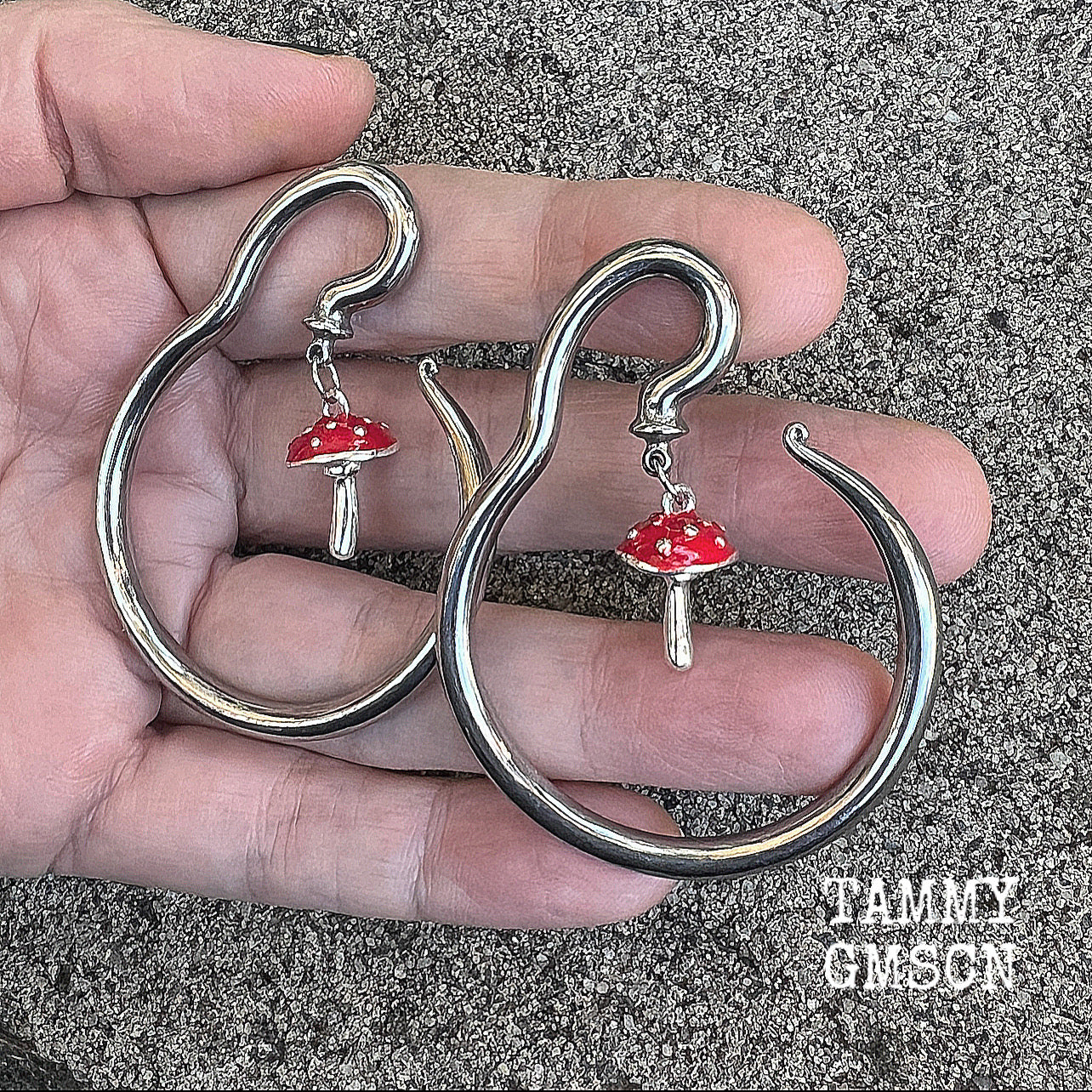 Red mushroom ear hangers