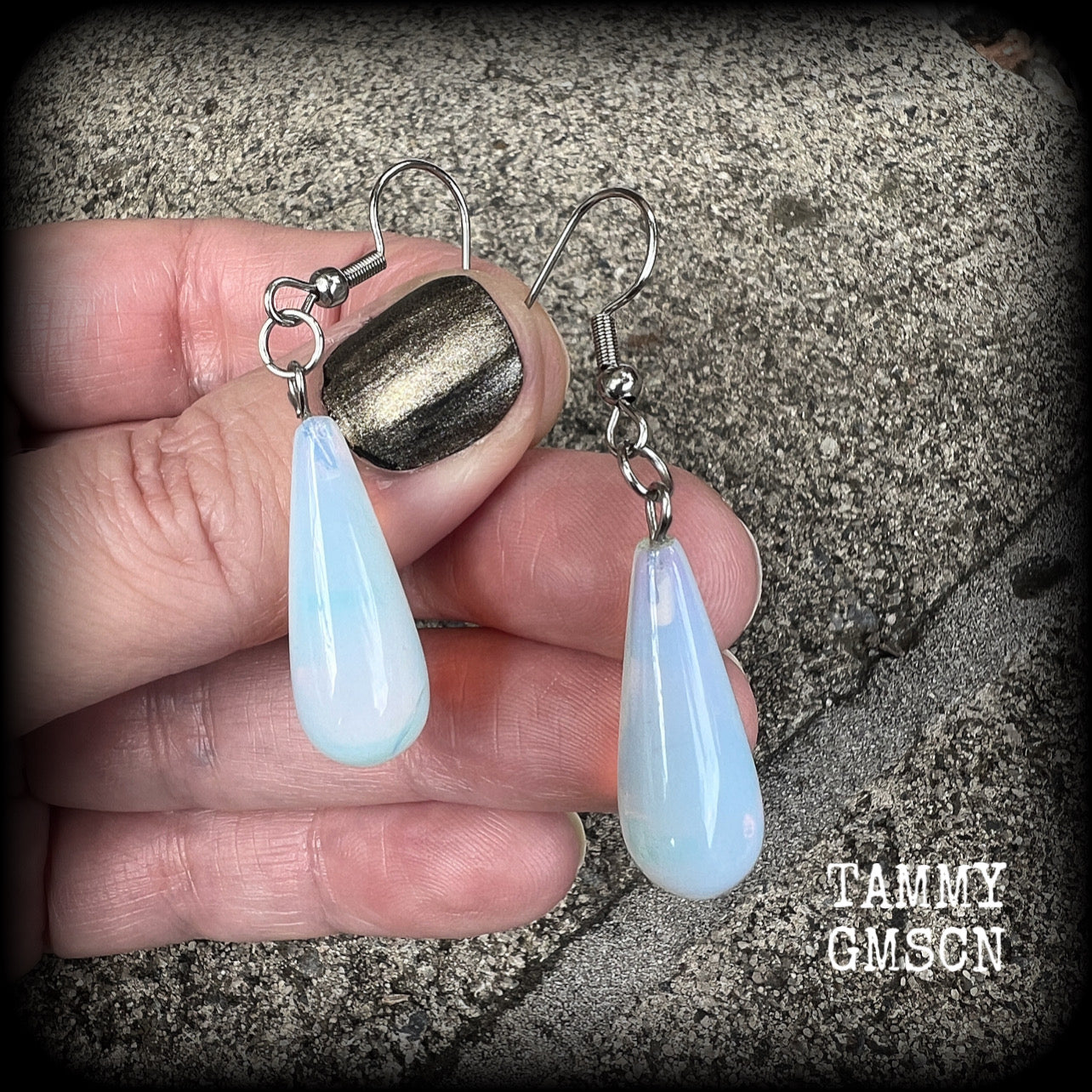 Opalite teardrop earrings-Moonstone earrings