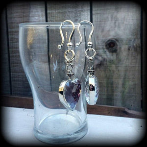 Garnet heart earrings-Ear hangers