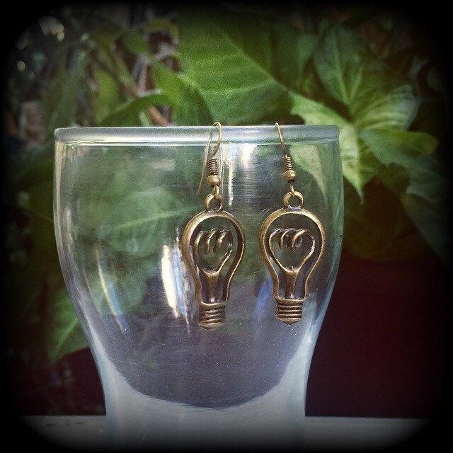 Light bulb earrings-Science jewelry