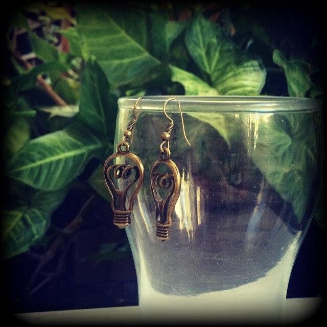 Light bulb earrings-Science jewelry