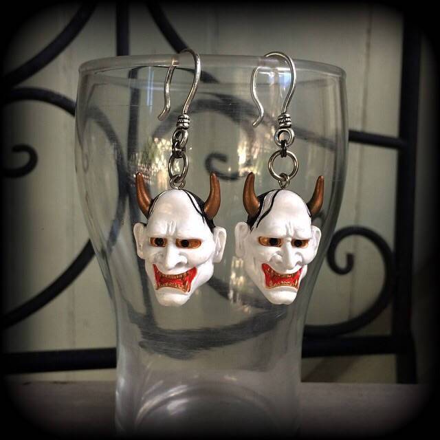 Hannya Mask earrings-Ear hangers