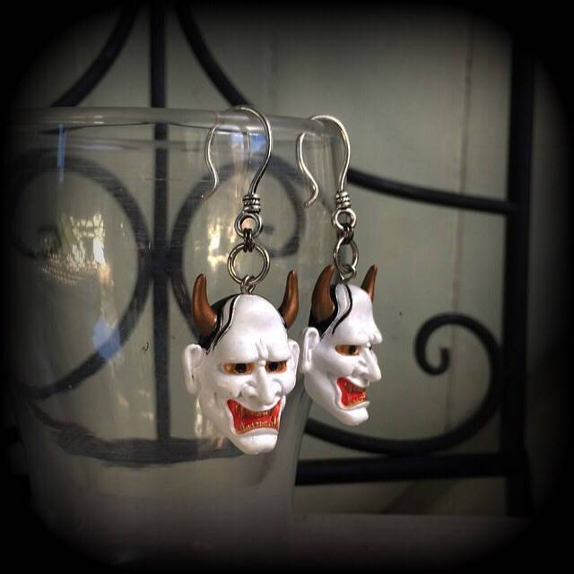 Hannya Mask earrings-Ear hangers