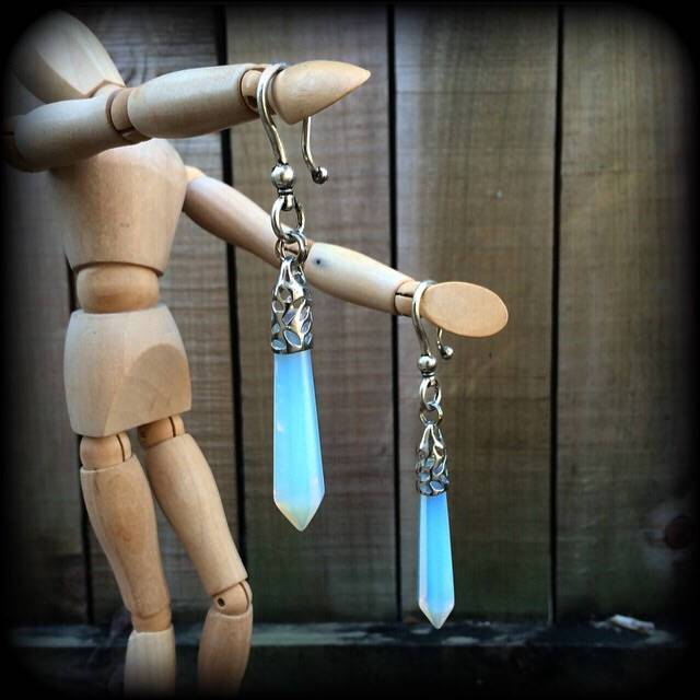 Opalite earrings-Gemstone ear hangers