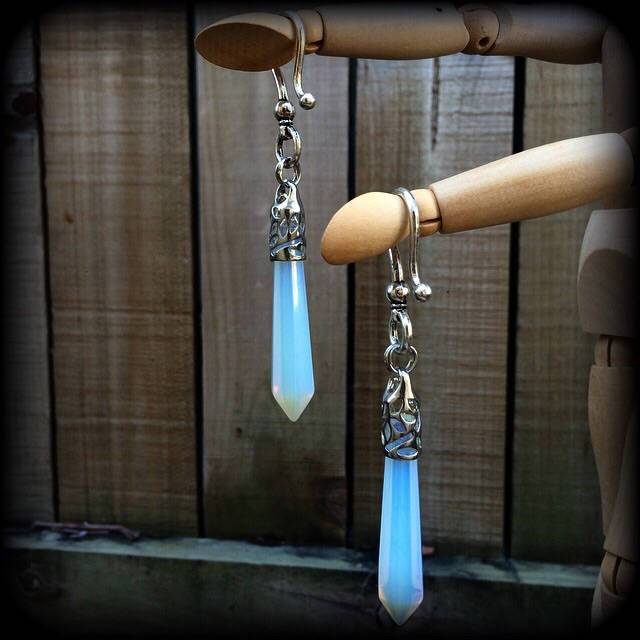 Opalite earrings-Gemstone ear hangers