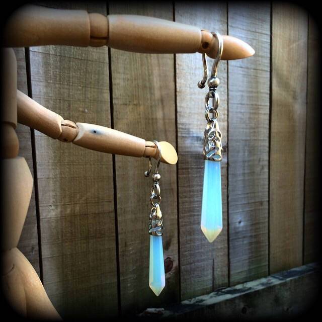 Opalite earrings-Gemstone ear hangers