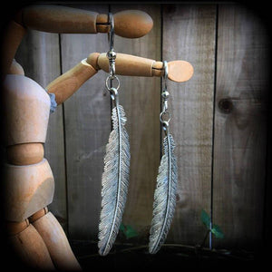 Feather earrings-Ear hangers