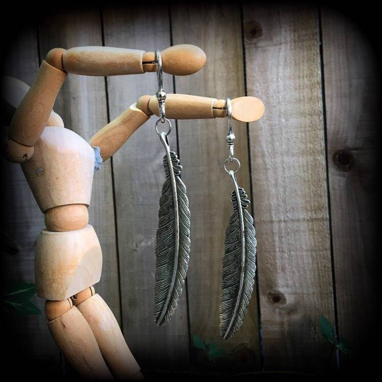 Feather earrings-Ear hangers