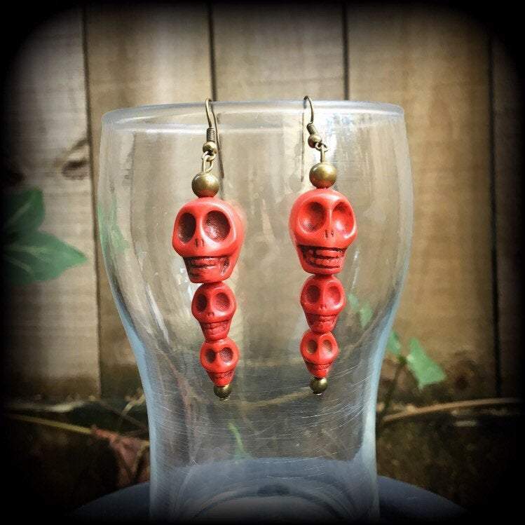 Kali Maa earrings-Skull stack earrings