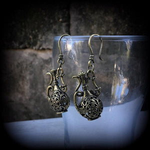 Bronze water jug earrings-Aquarius earrings