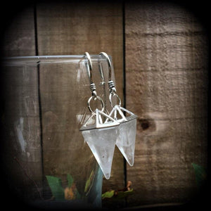 Clear quartz earrings-Gemstone ear hangers