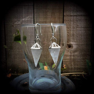 Clear quartz earrings-Gemstone ear hangers