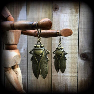 Bronze locust earrings-Ear hangers