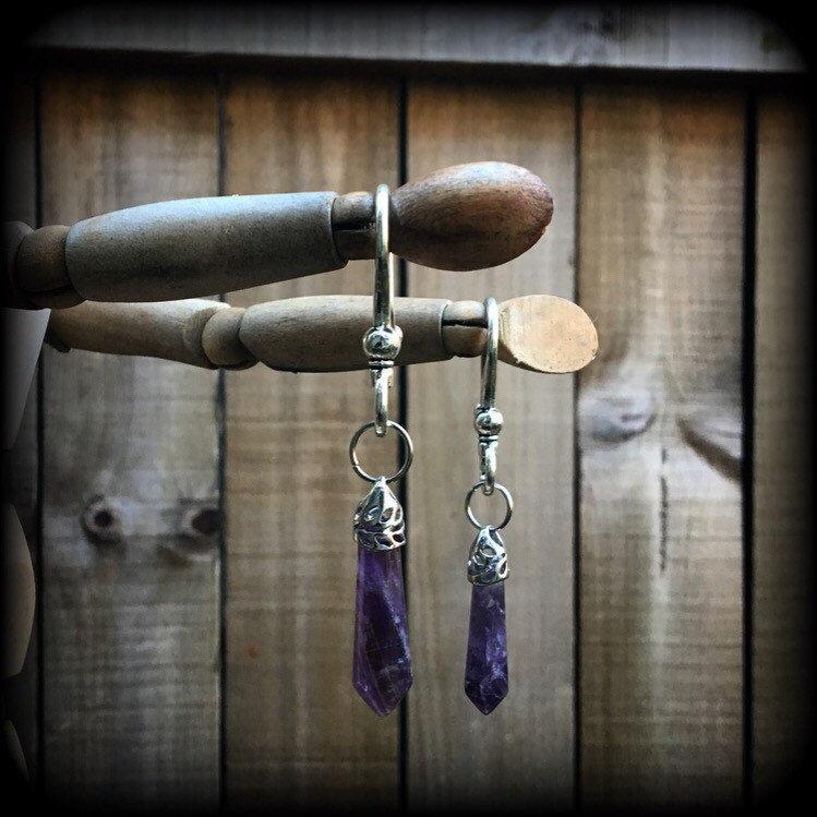 Amethyst ear hangers