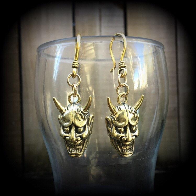 Hannya mask earrings-Japanese earrings