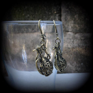 Bronze water jug earrings-Aquarius earrings