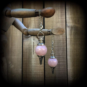 Rose Quartz earrings-Tunnel earrings