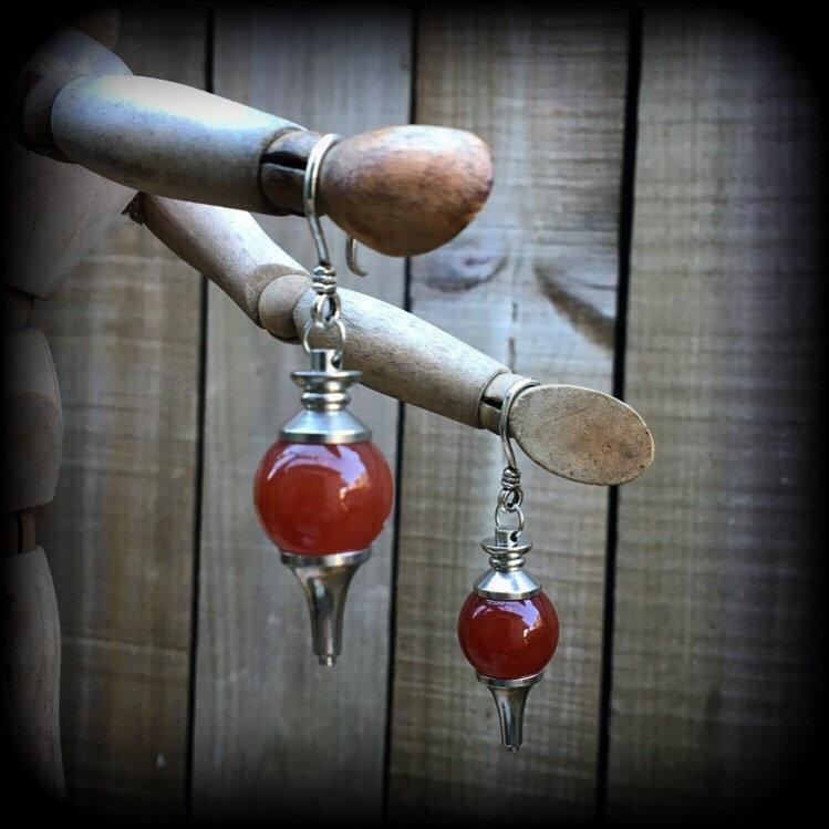 Red Jasper earrings-Jasper ear hangers