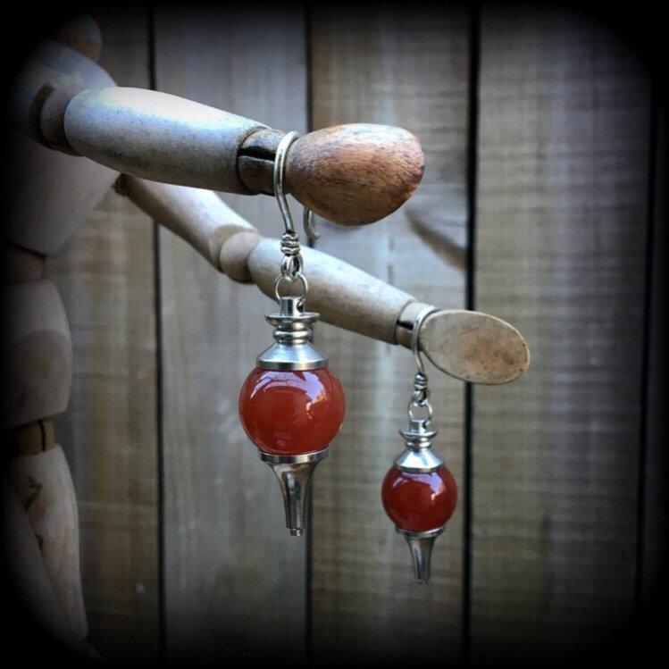 Red Jasper earrings-Jasper ear hangers