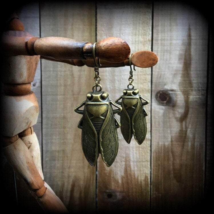 Bronze locust earrings-Ear hangers